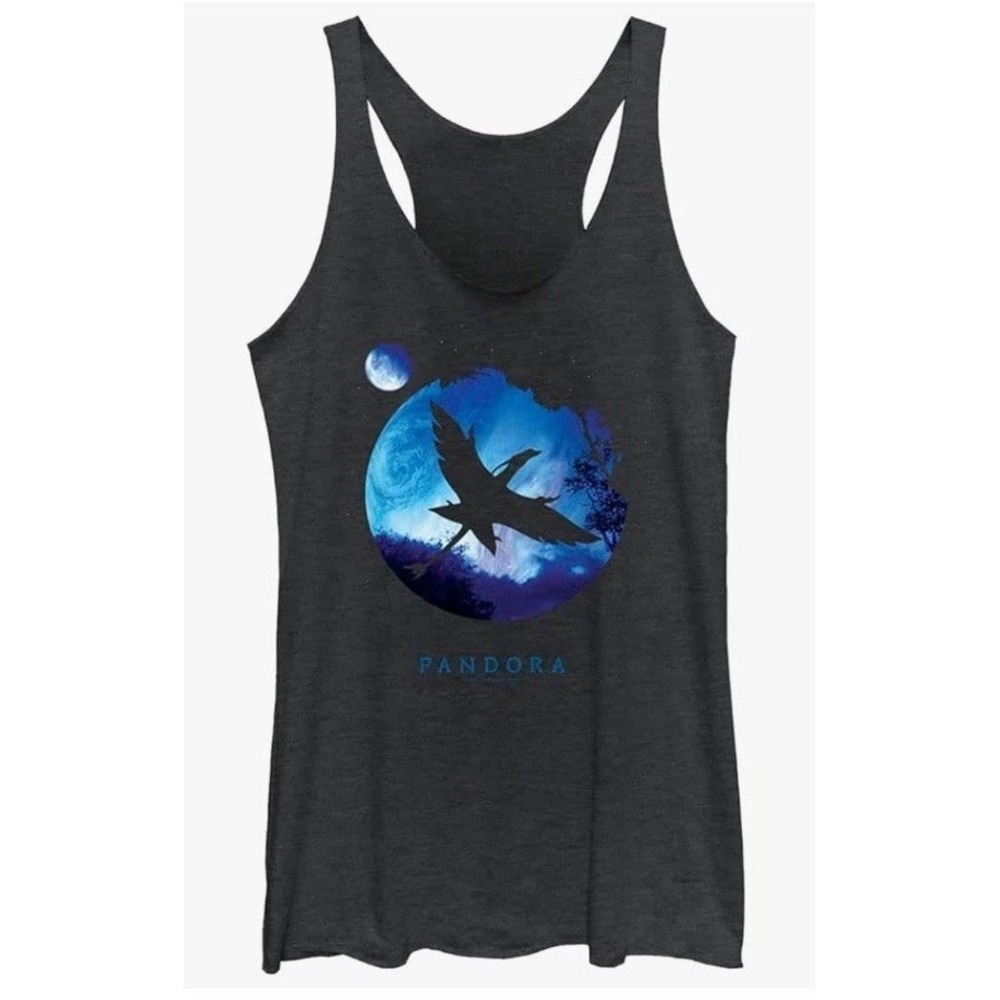 Avatar Pandora Planet Women L Fast Fashion Racerback Tank Top Grey Graphic Print